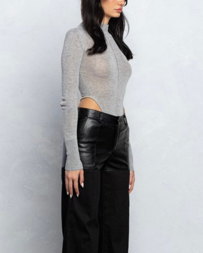 Thin Knit Mock Neck Bodysuit