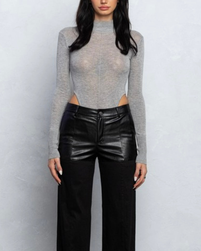 Thin Knit Mock Neck Bodysuit