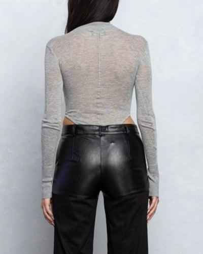 Thin Knit Mock Neck Bodysuit