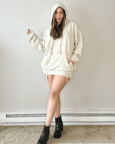 Metal O-ring Detail Hoodie And Mini Skort Set
