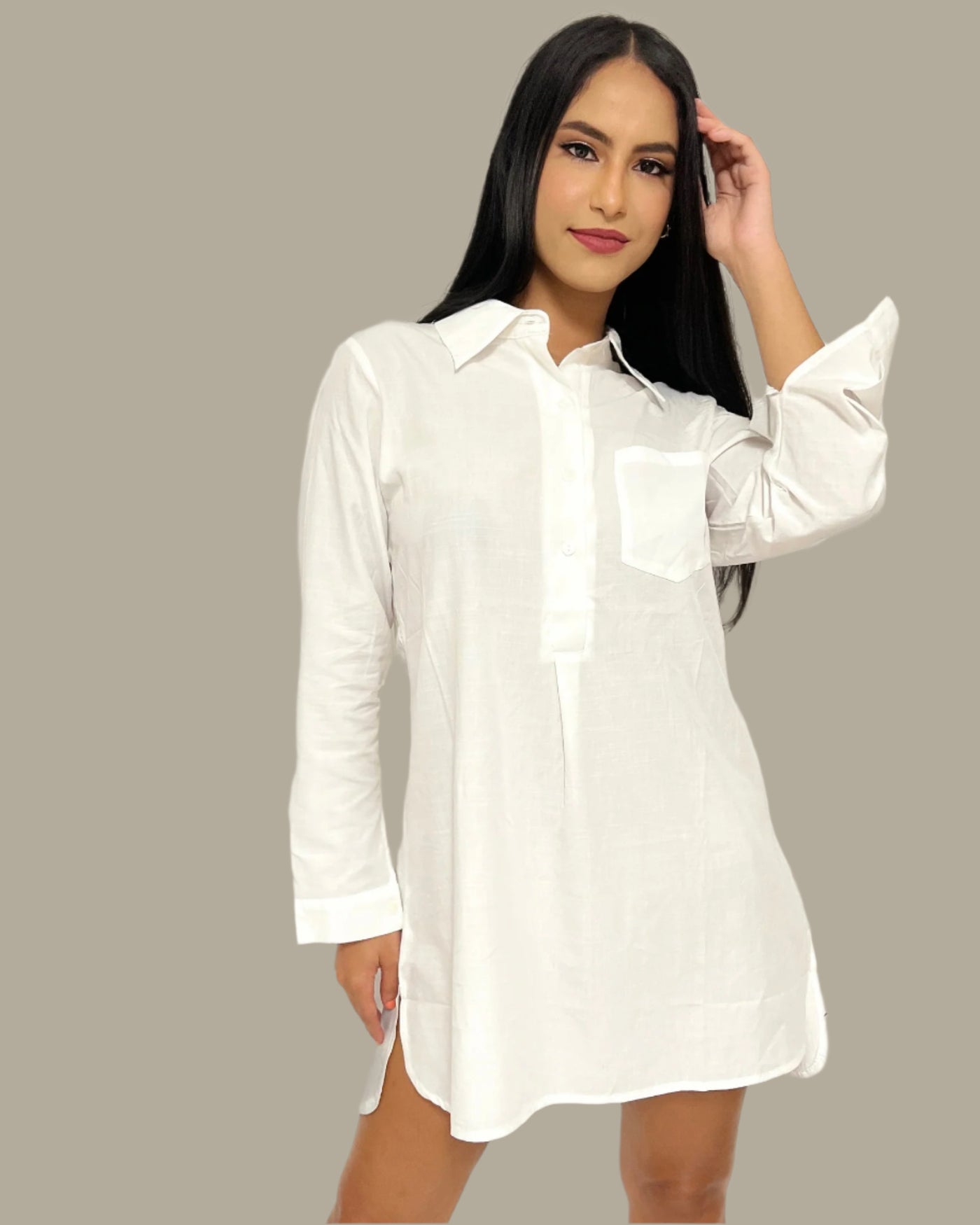 Luxe Blanc Shirt Dress